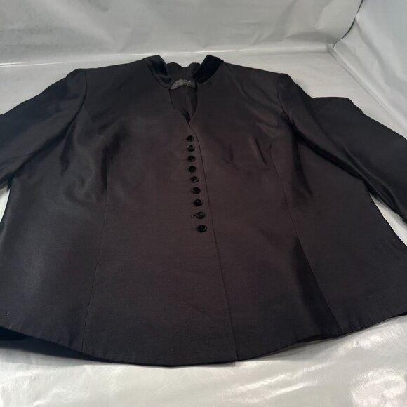 Dana Buchman Blazer Womens Silk Feather Trim  Jacket Velvet Buttons Long Sleeves - Picture 2 of 15